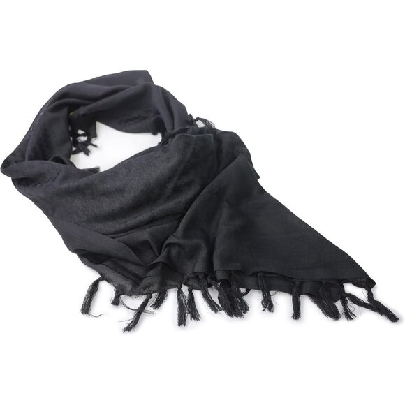 ⚡Men Black and Beige 100% Cotton Military Shemagh Tactical Keffiyeh Scarf Wrap - Picture 2 of 8
